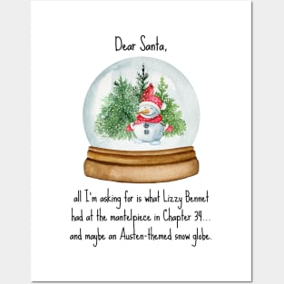 Funny Jane Austen Christmas design with snow globe Posters and Art